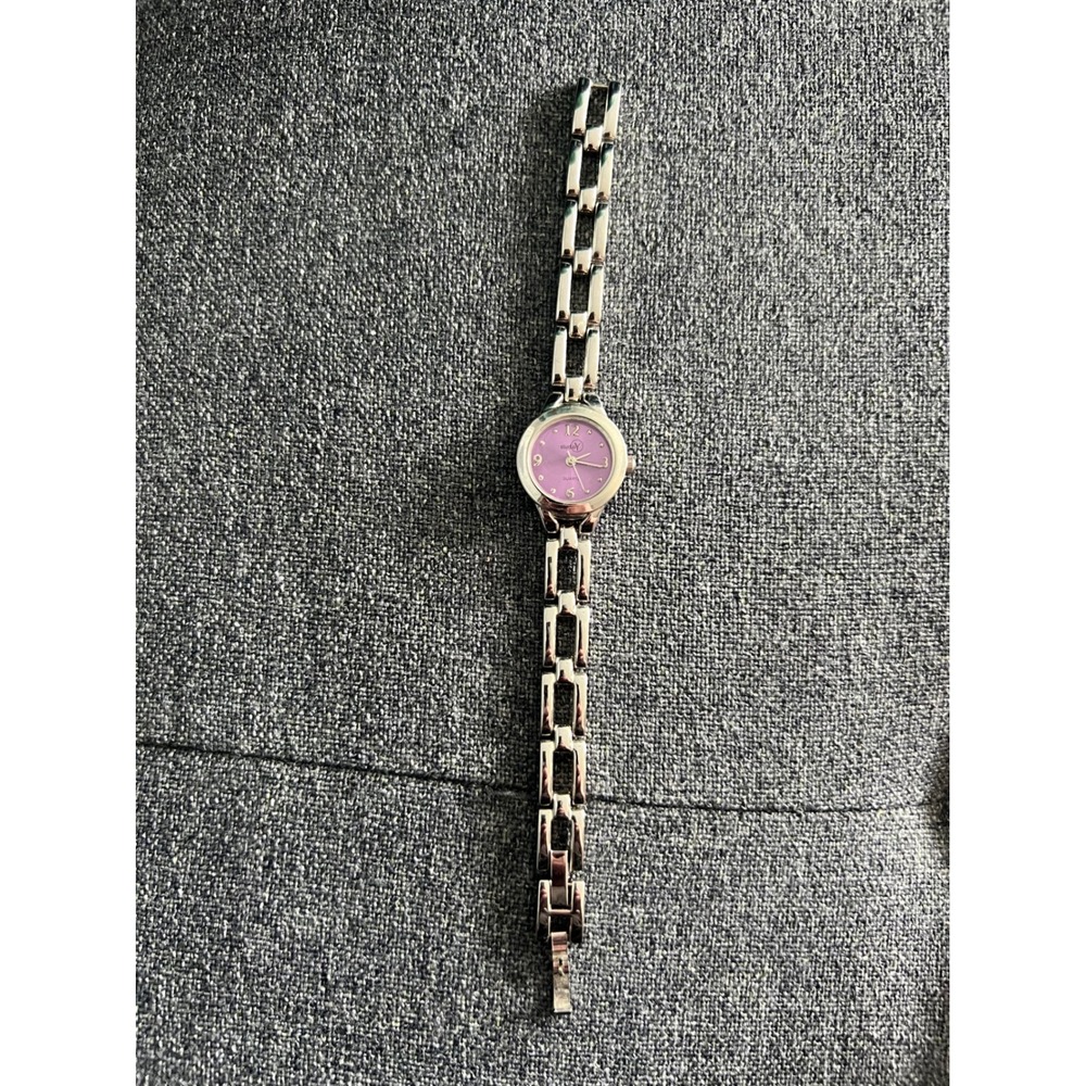 Studio Y Wristwatch Womens OS Purple Silver Tone Link Bracelet 49088C